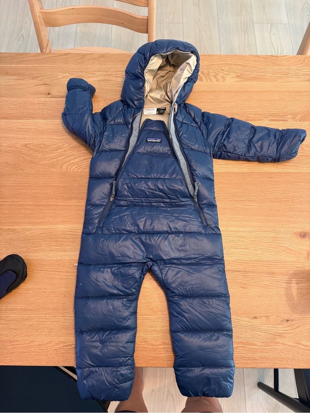 Patagonia Kids Navy & Cream Insulated One-Piece Bunting